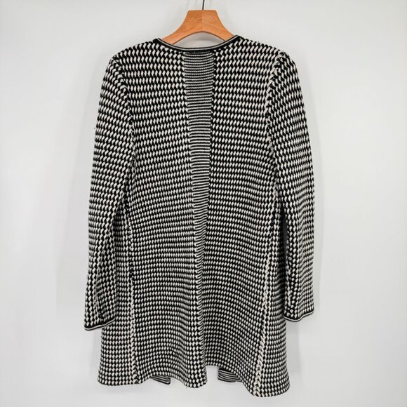 Talbots Womens Open Front Cardigan Medium Black & White Pure Merino Wool - Picture 7 of 12
